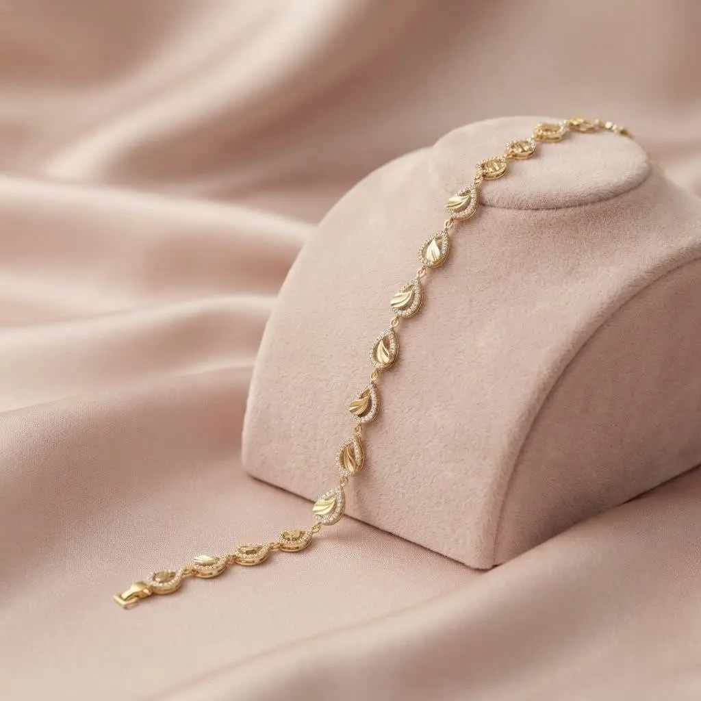 White Stone With Leaf Bracelet
