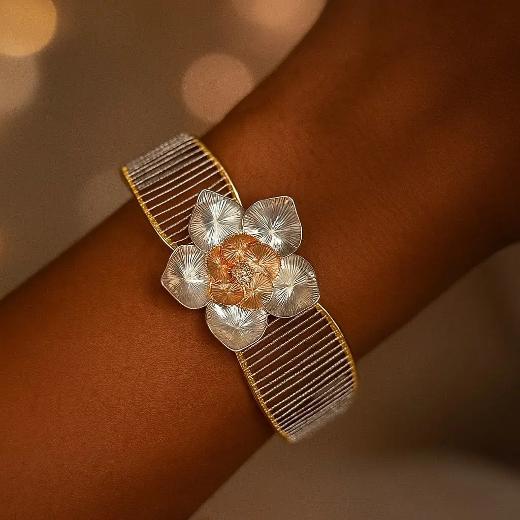 Light weight  22k Flower bracelet