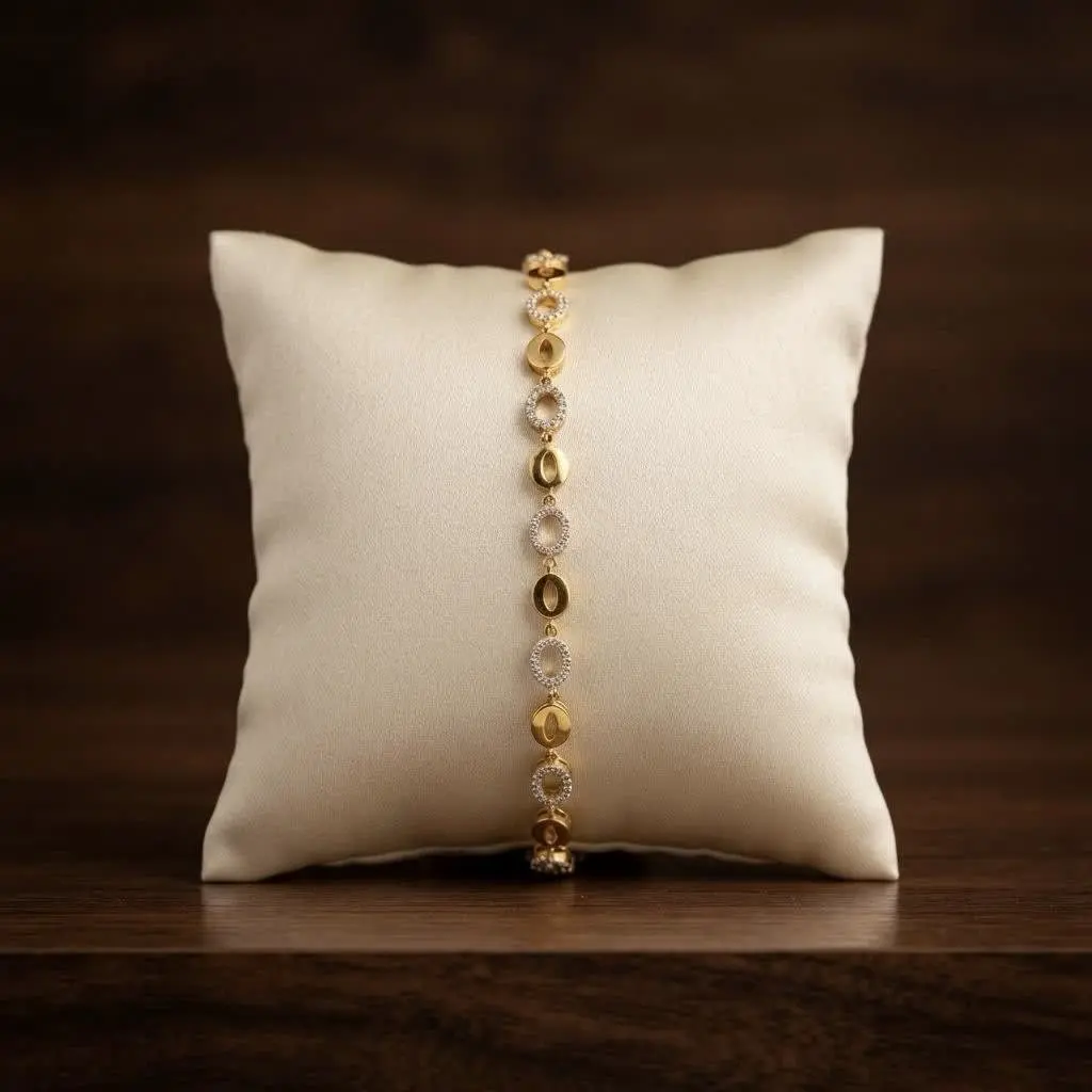 White Stones and Plain Gold Bracelet