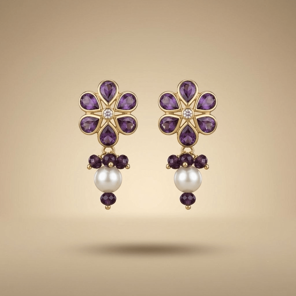 Red Stone Flower with pearl drops