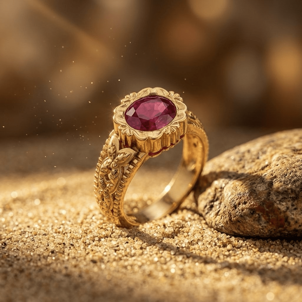 Traditional Antique Red Stone Ring