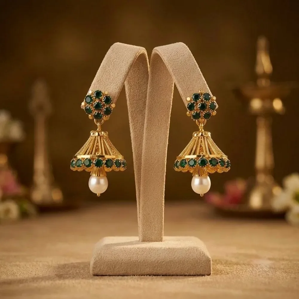 Green Stone With Pearl Jumki