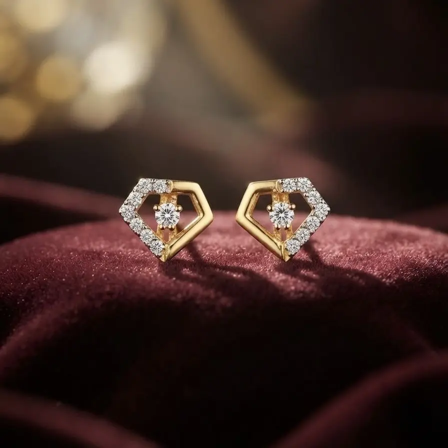 Diamond Half Stone Earring