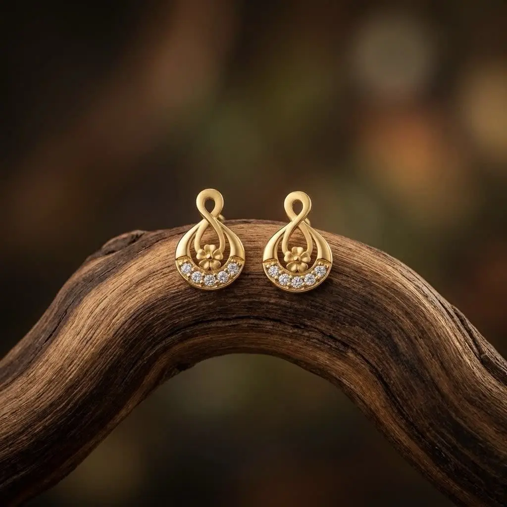 Infinity With Flower Drop Earring