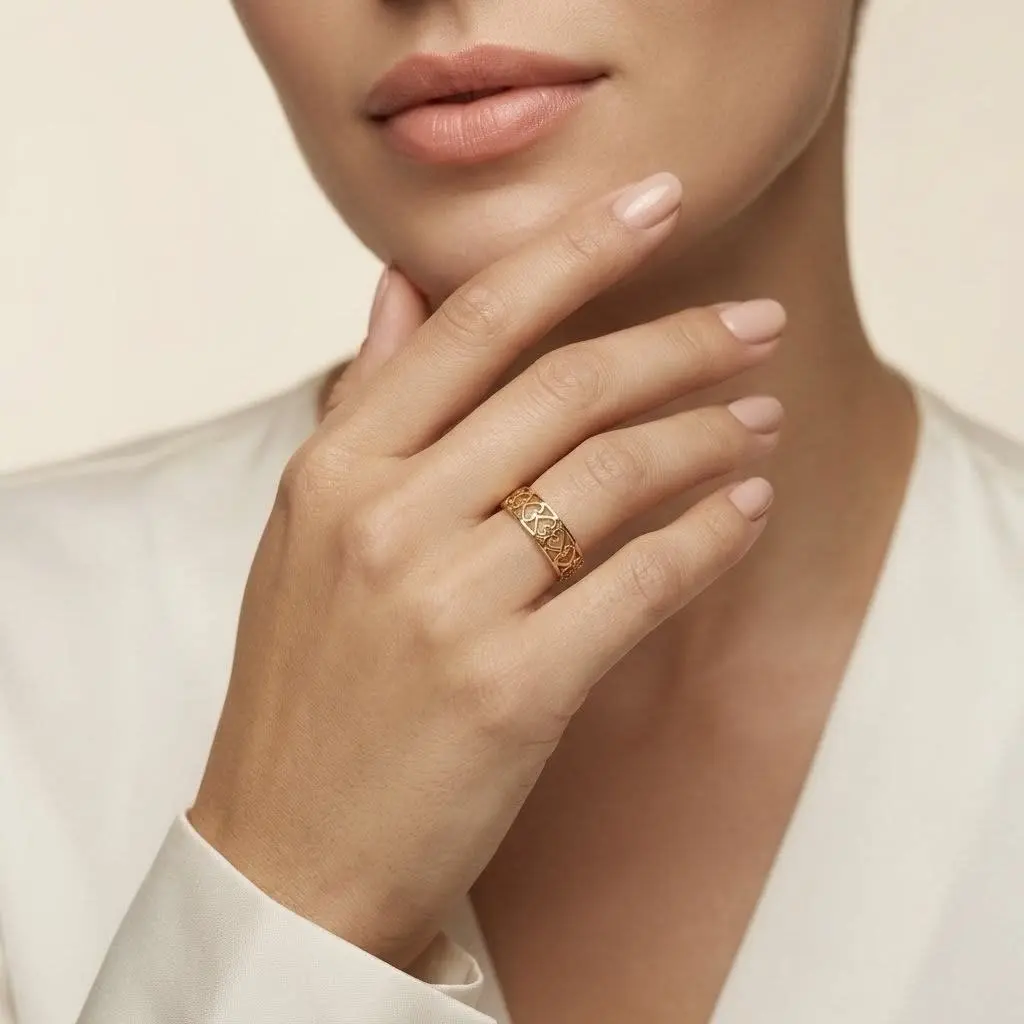 Heart Pattern Band Ring