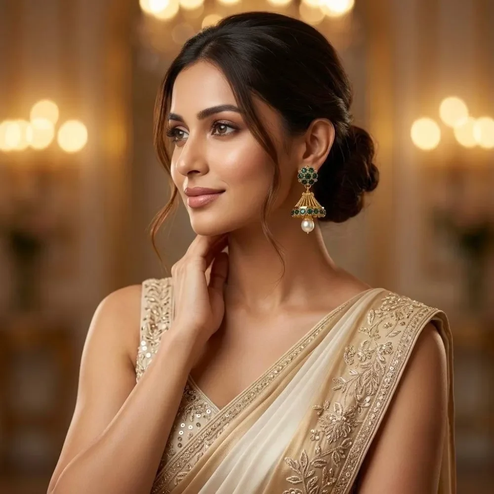 Green Stone With Pearl Jumki